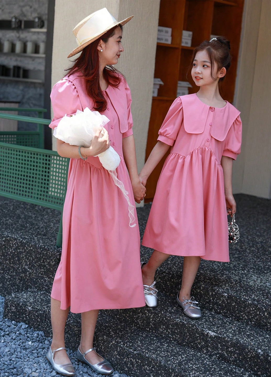 Светло-розовое кэжуал платье а-силуэт SHEIN однотонное