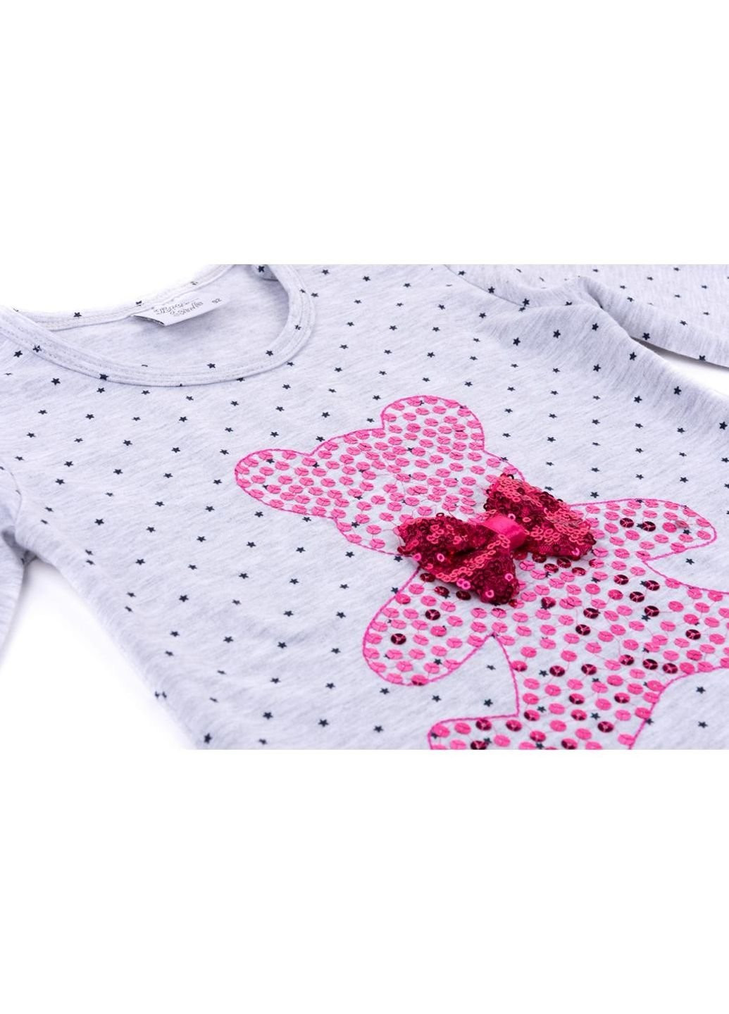 Синий демисезонный костюм десткий с мишкой из пайеток (9584-104g-gray) Breeze