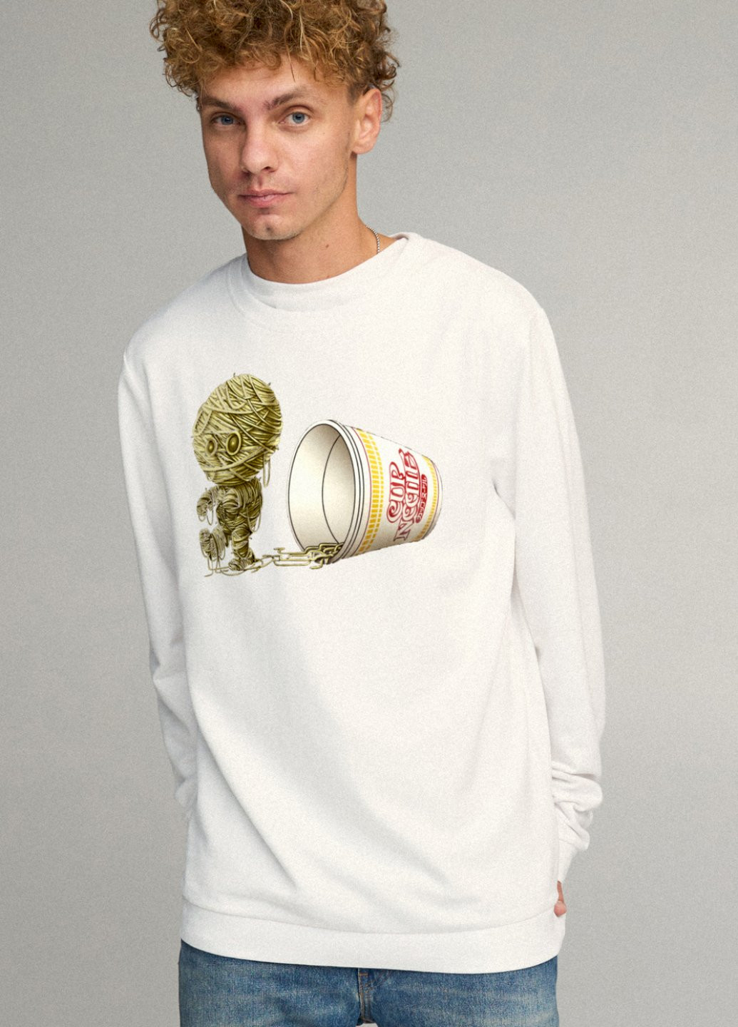 Білий свитшот мужской oversize /no flis/ YAPPI малюнок (254557761)