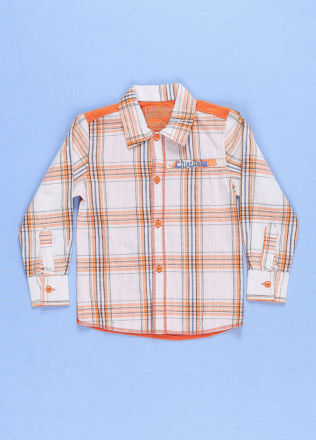 Оранжевая кэжуал рубашка CTK с длинным рукавом