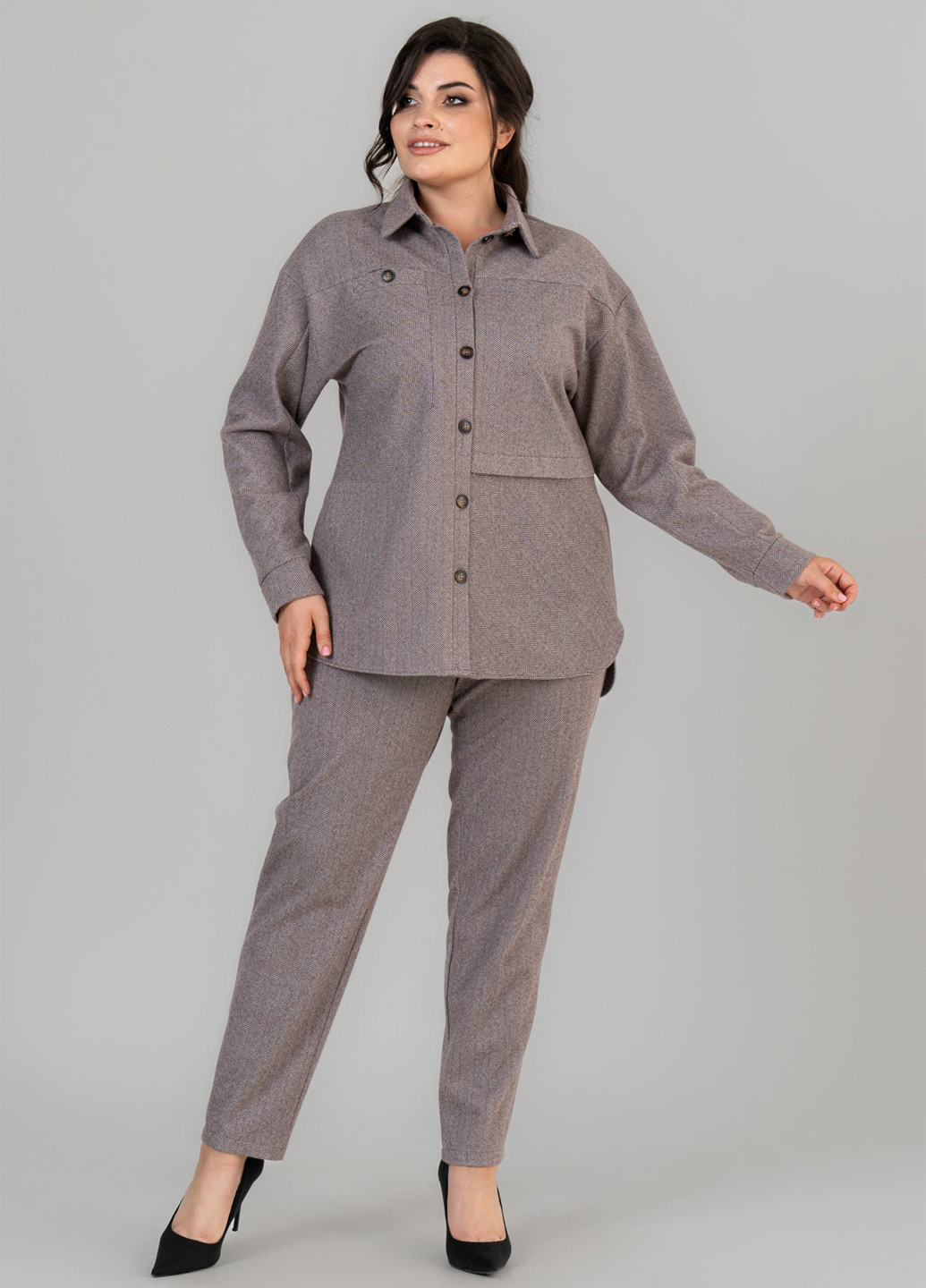 Коричневая кэжуал рубашка меланж A'll Posa