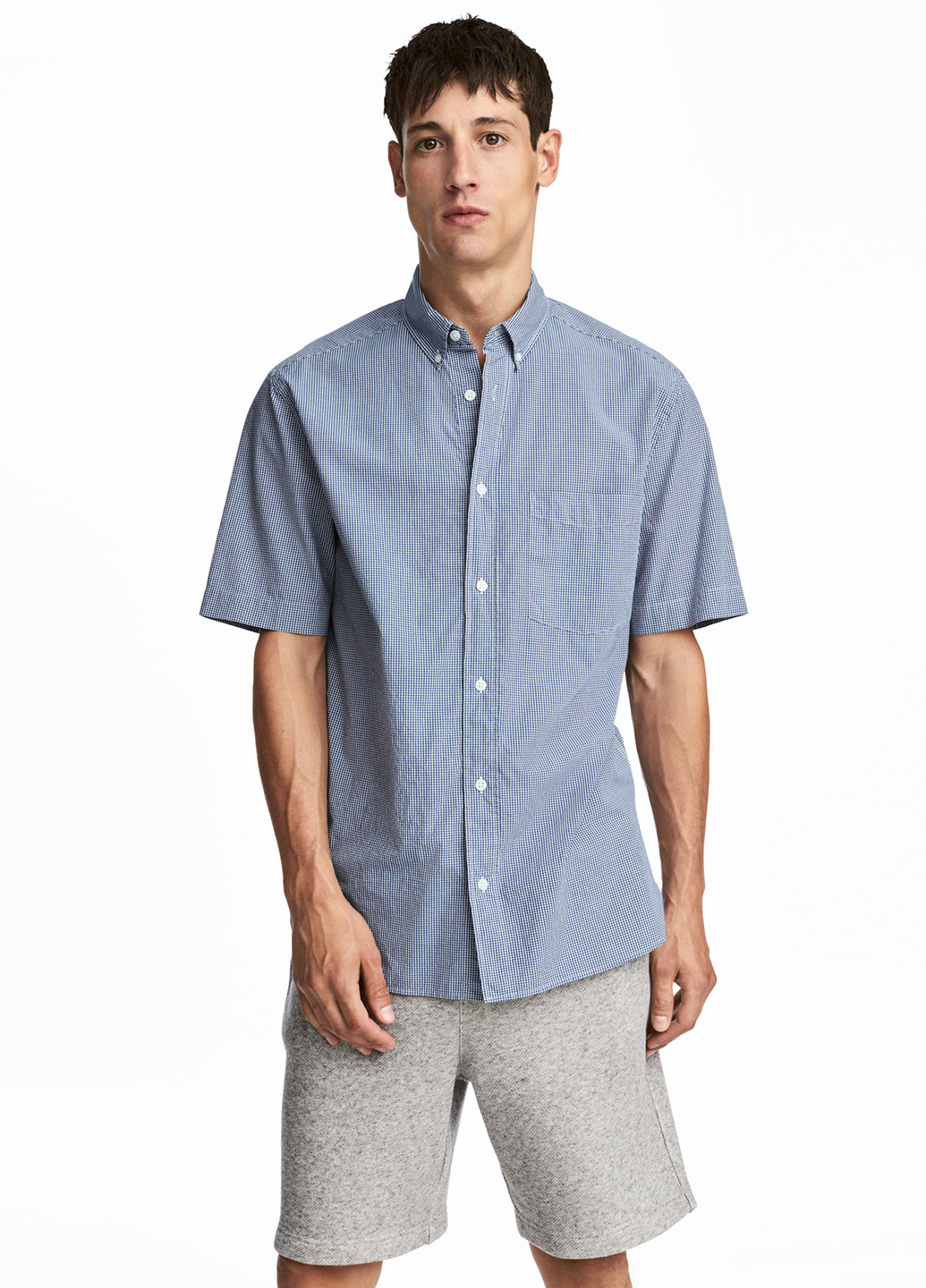 Темно-синяя кэжуал рубашка в клетку H&M