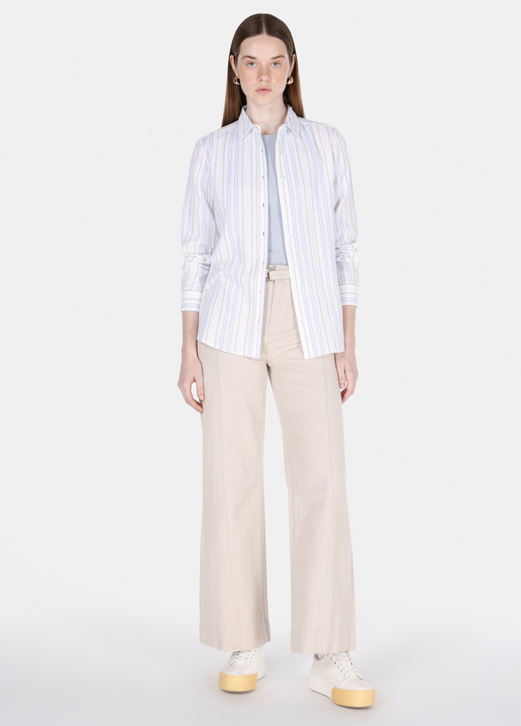 Белая кэжуал рубашка в полоску Colin's