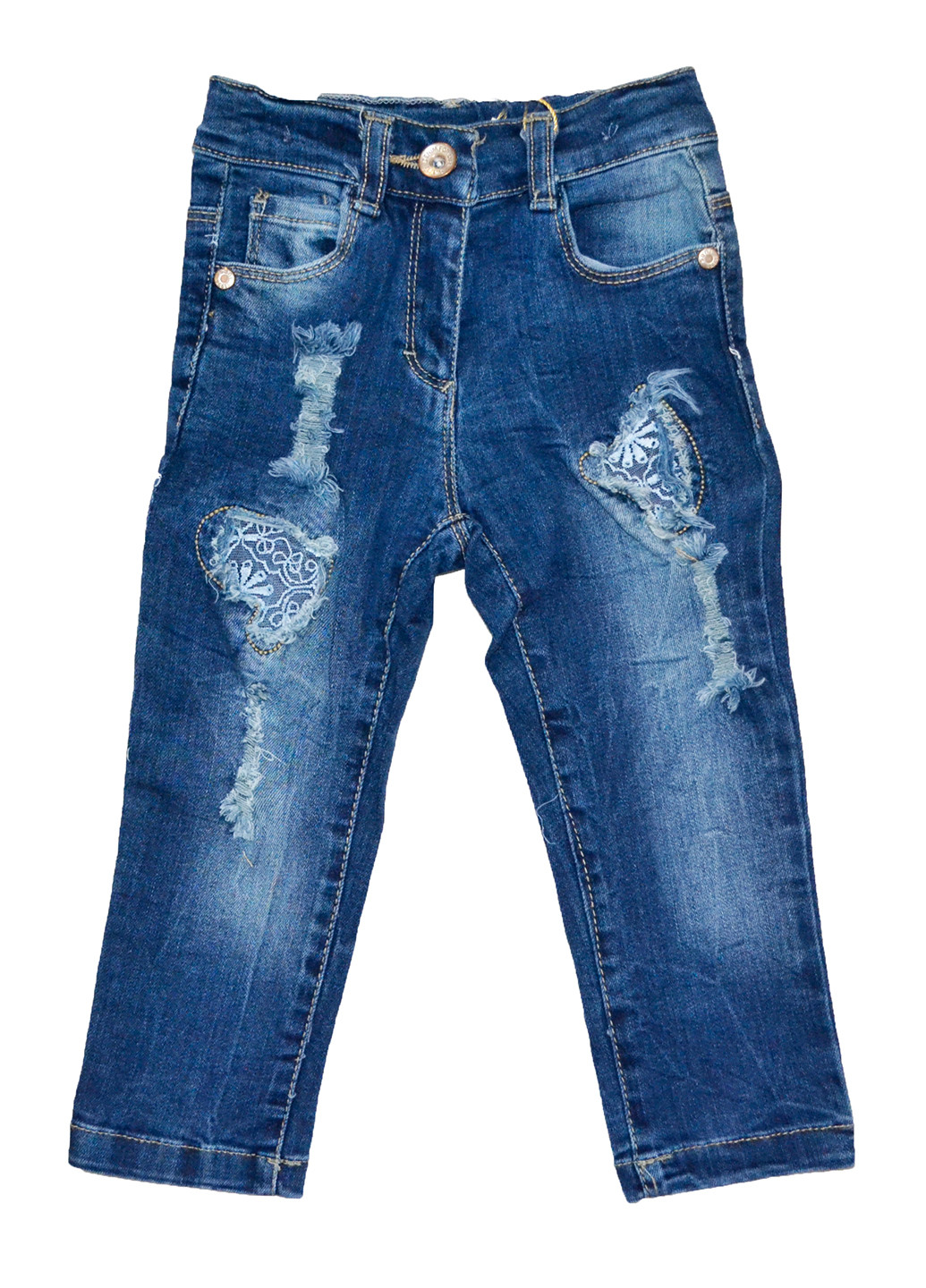 Темно-голубые демисезонные со средней талией джинсы Sani