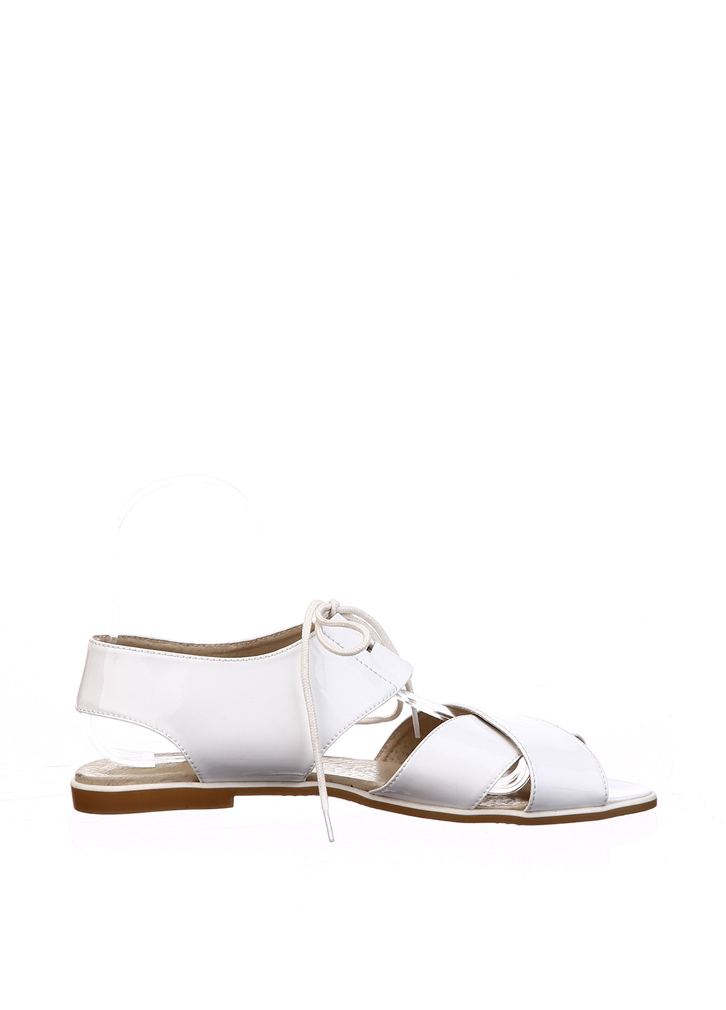 Белые босоножки Perla на шнурках лаковые