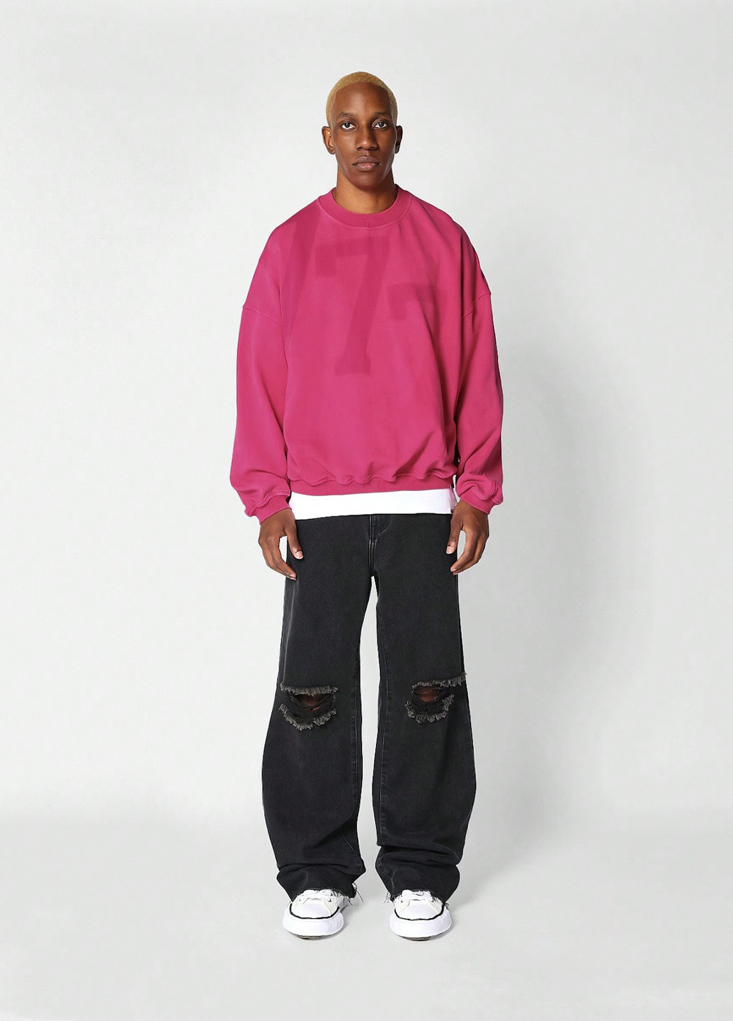 Розовый свитшот SHEIN однотонный без декора (323464780)