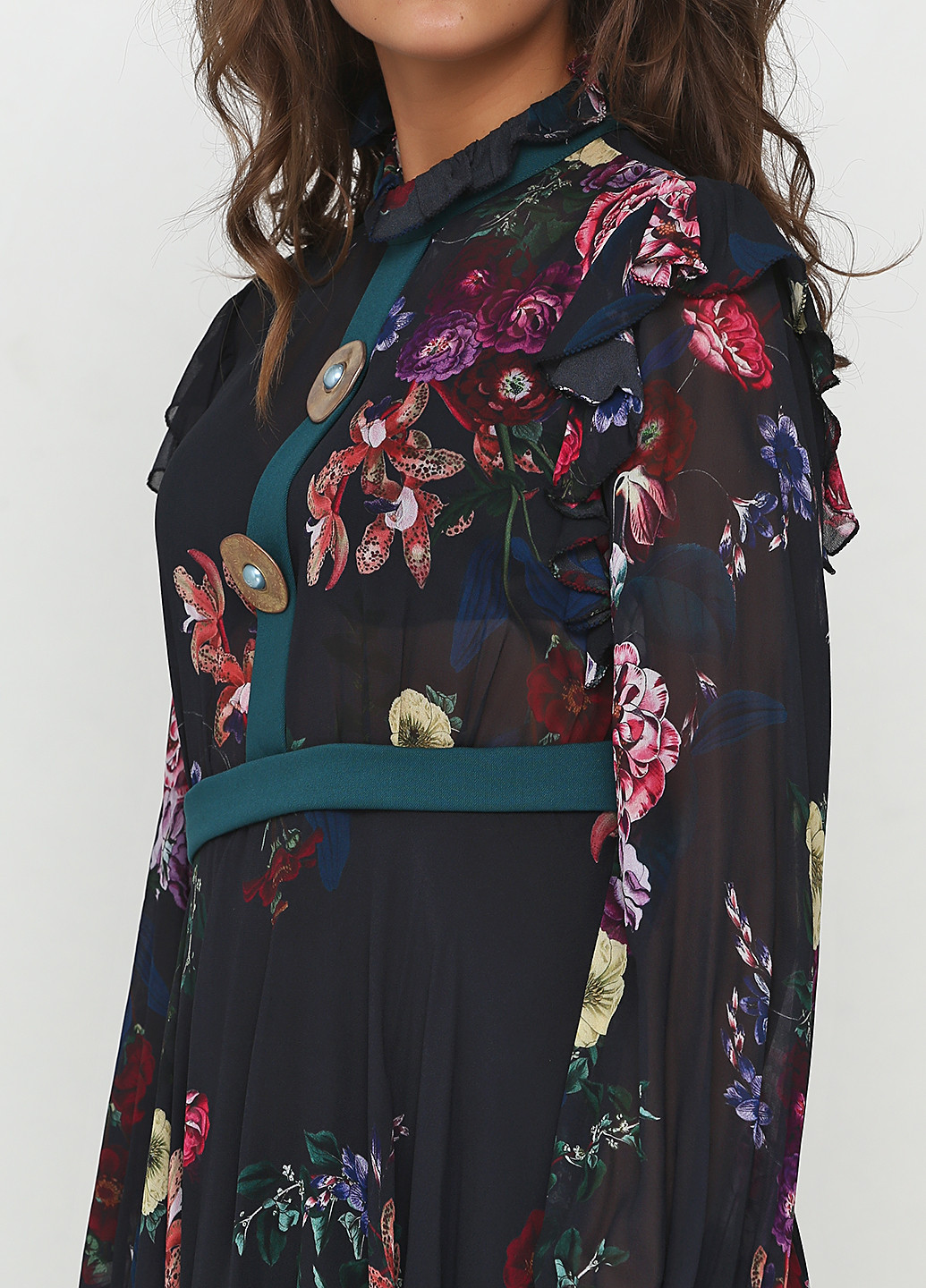 Темно-синее кэжуал платье Grazia Pi с цветочным принтом