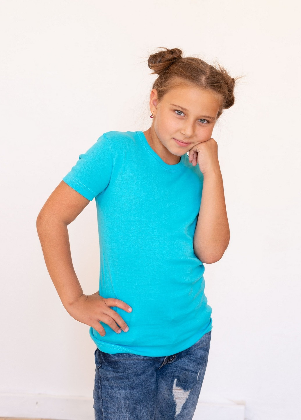 Блакитна демісезонна футболка дитяча Наталюкс 21-3302