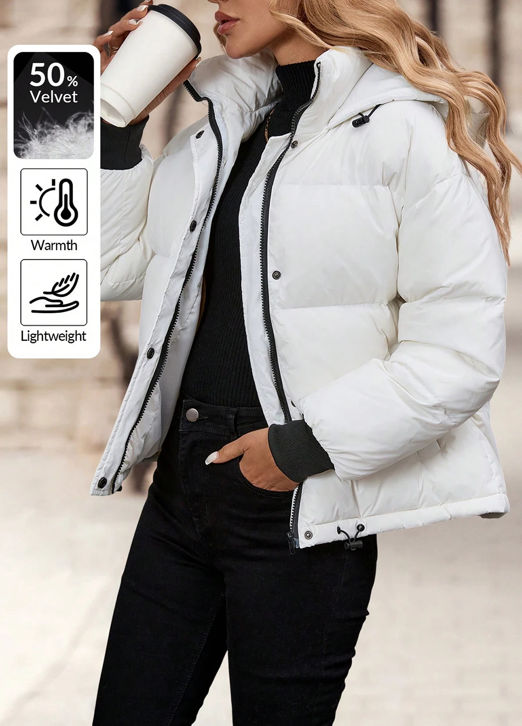 Белая зимняя куртка SHEIN