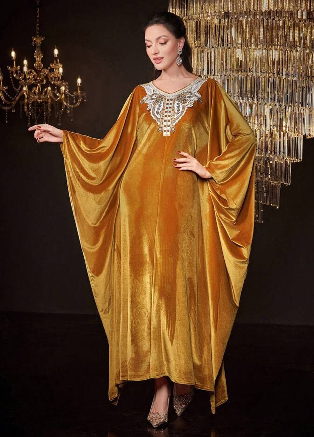 Горчичное кэжуал платье оверсайз SHEIN однотонное