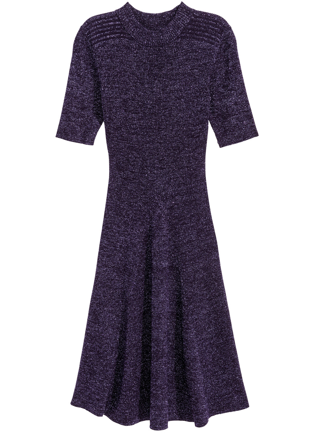 Фиолетовое кэжуал платье клеш H&M меланжевое