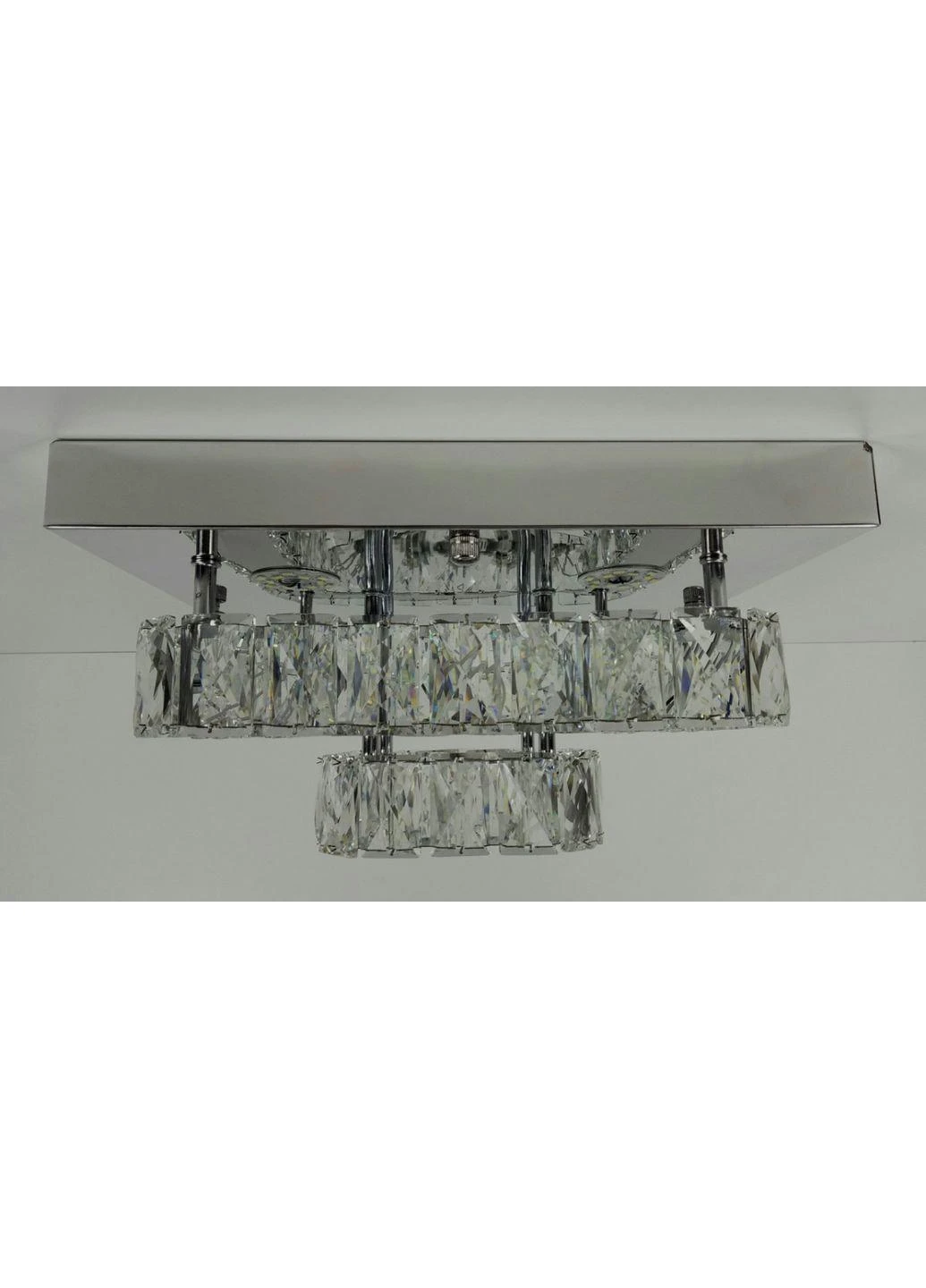 Люстра стельова кришталева LED з пультом C1787/350*350-ch Хром 18х33х33 см. Sunnysky (253122405)