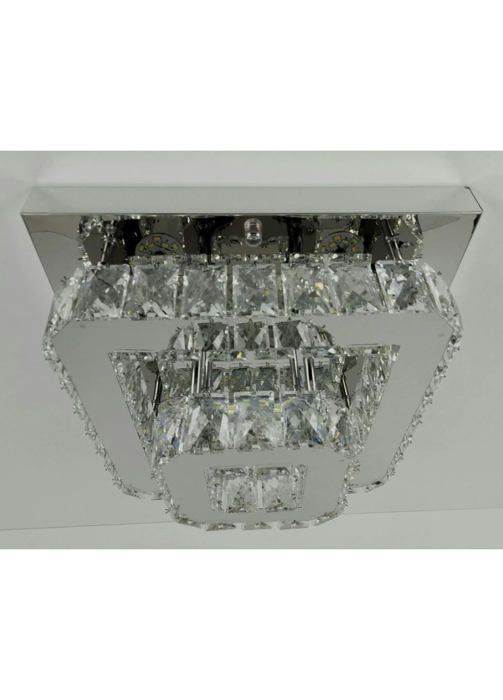 Люстра стельова кришталева LED з пультом C1787/350*350-ch Хром 18х33х33 см. Sunnysky (253122405)