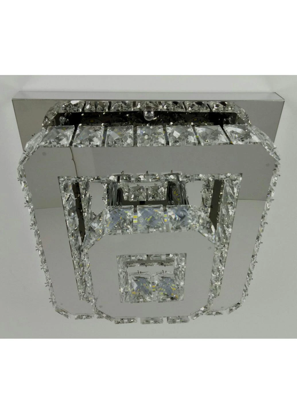 Люстра стельова кришталева LED з пультом C1787/350*350-ch Хром 18х33х33 см. Sunnysky (253122405)