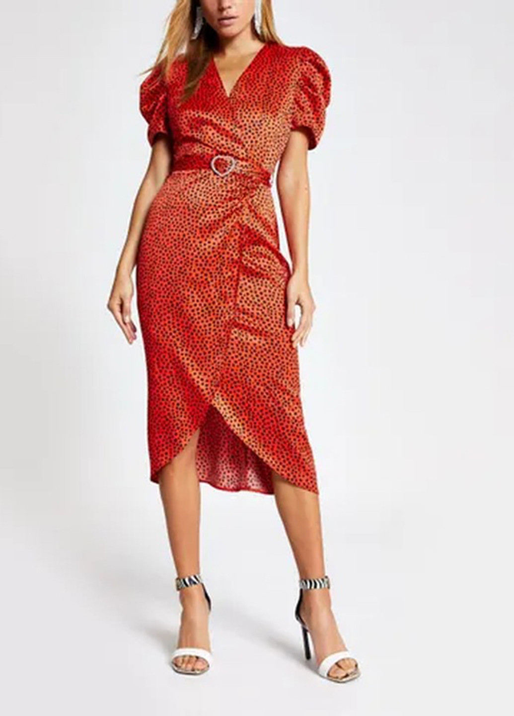 Красное кэжуал платье на запах River Island с абстрактным узором
