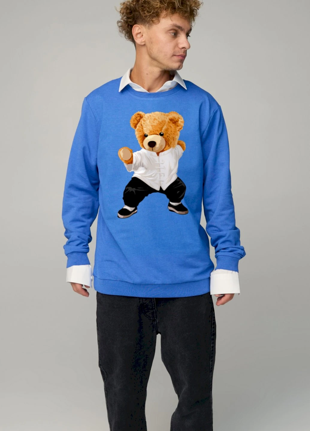 Блакитний світшот чоловічий oversize /no flis/ YAPPI (252385806)