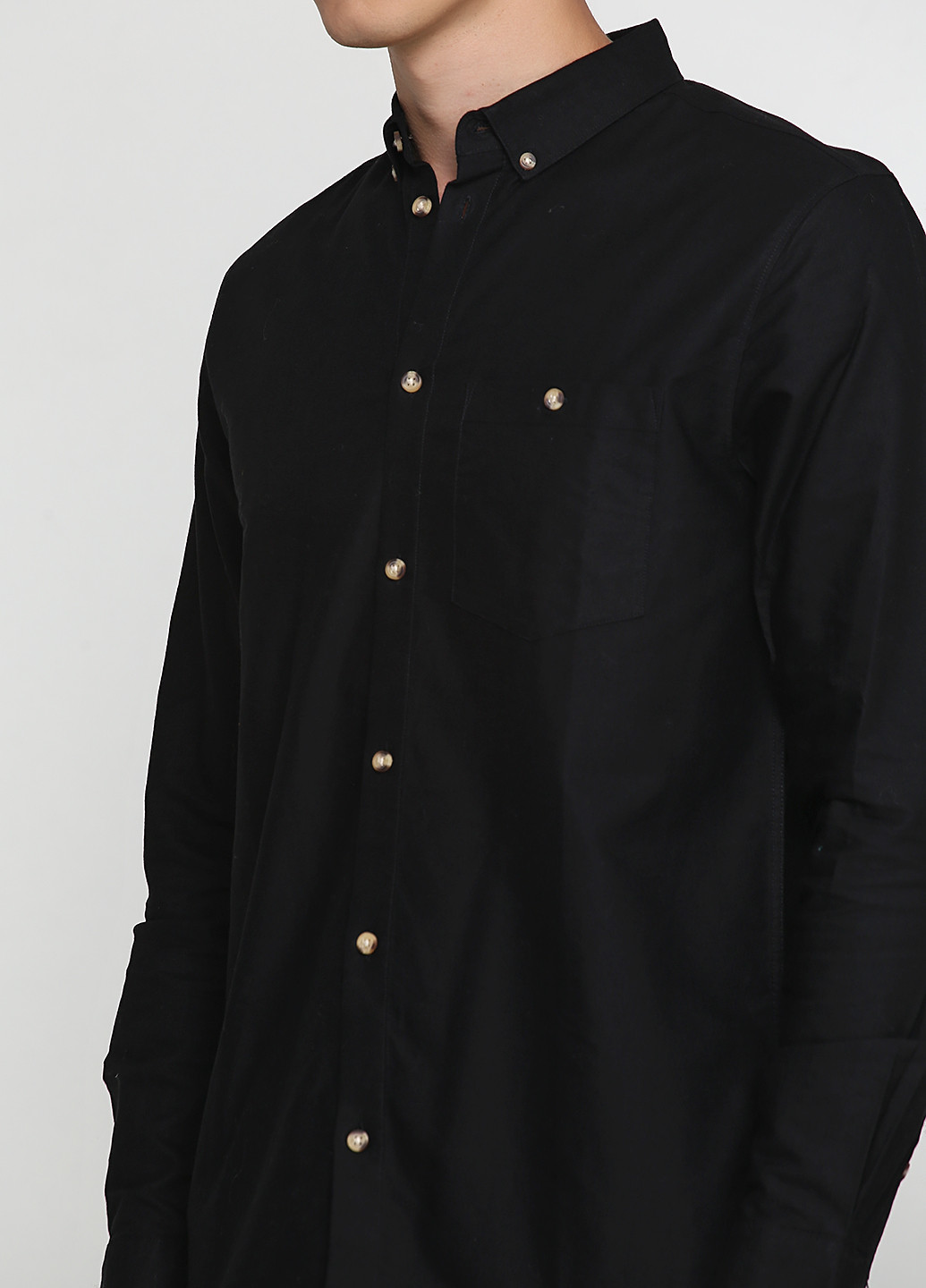 Черная кэжуал рубашка однотонная MTWTFSS Weekday с длинным рукавом