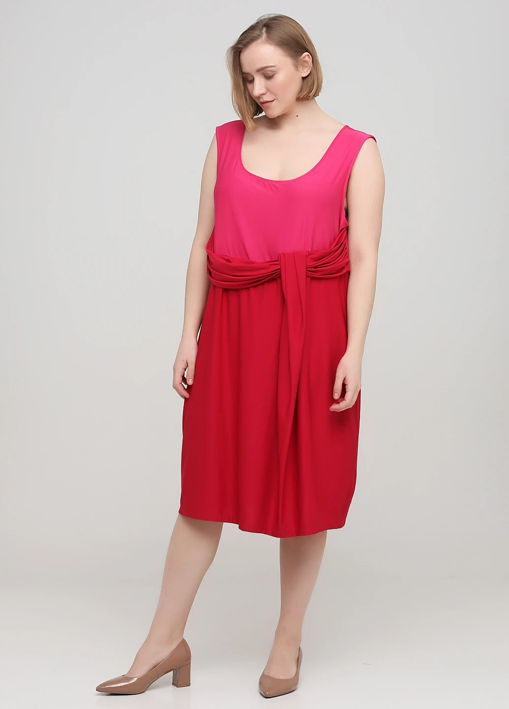 Вишневое кэжуал платье Mark колор блок