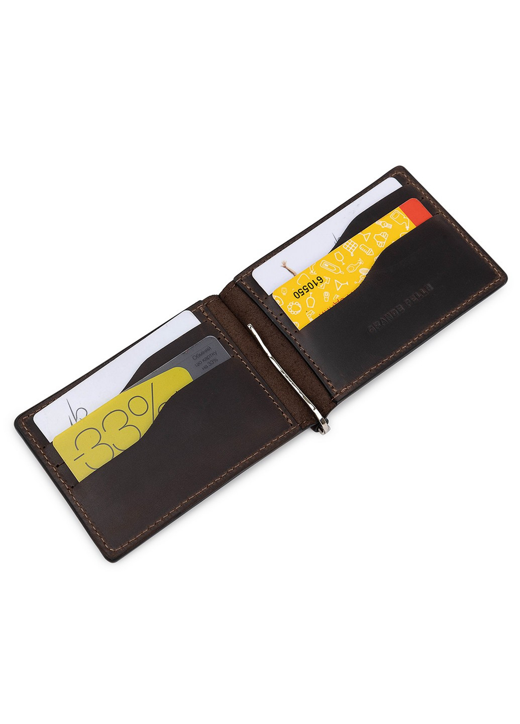 Кожаный зажим для денег 12х8х0,7 см Grande Pelle (253660374)
