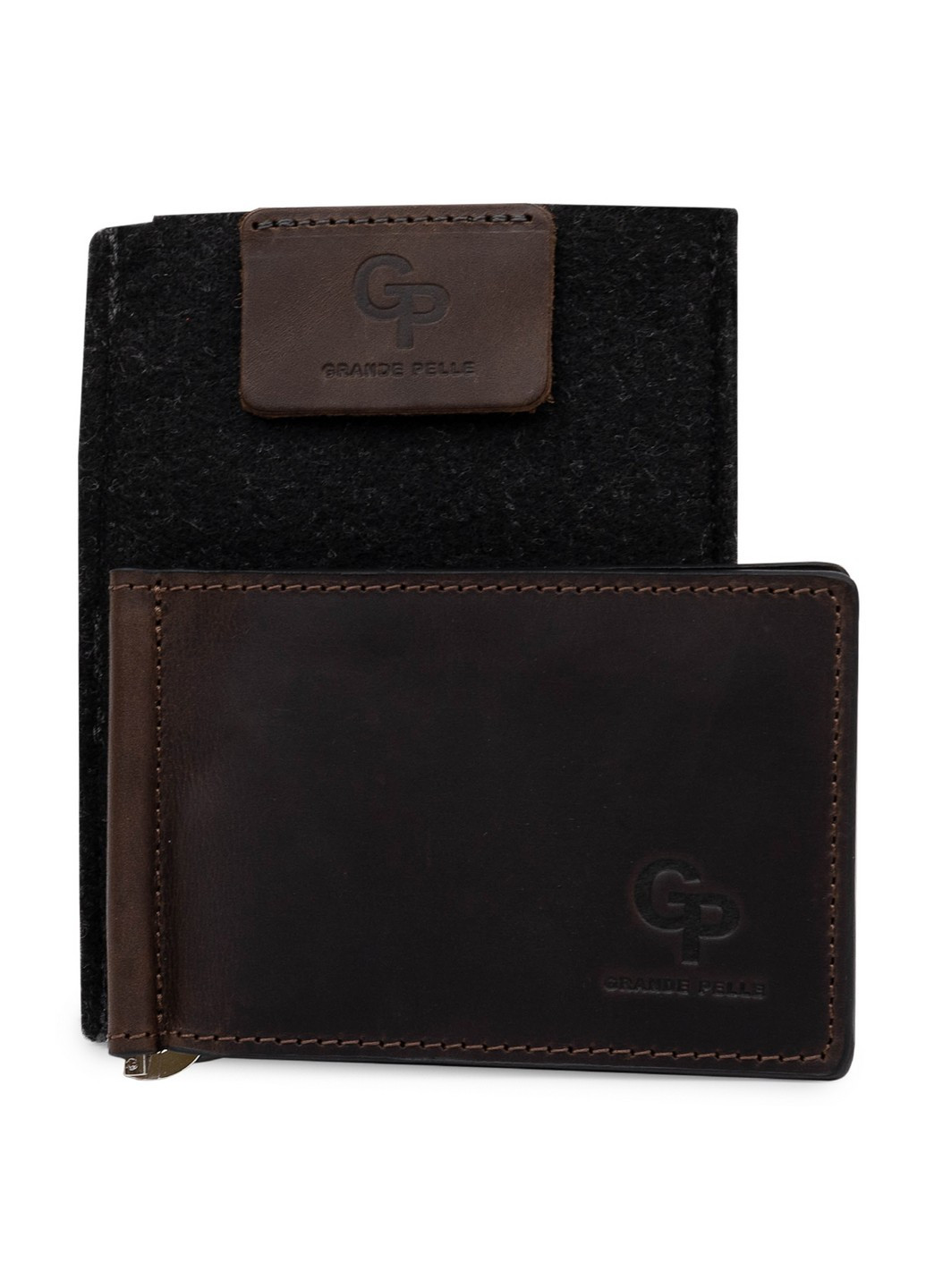 Кожаный зажим для денег 12х8х0,7 см Grande Pelle (253660374)