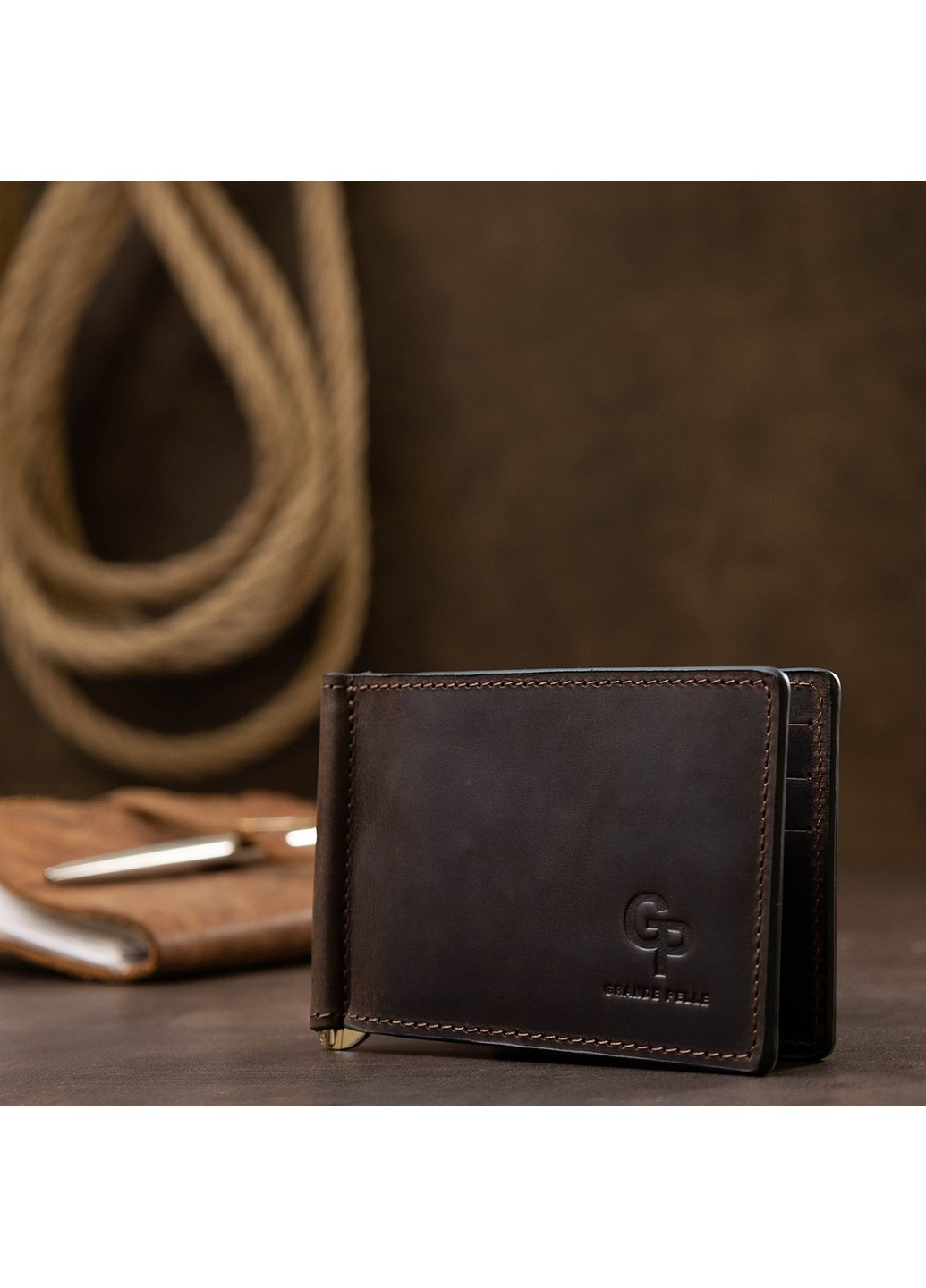 Кожаный зажим для денег 12х8х0,7 см Grande Pelle (253660374)