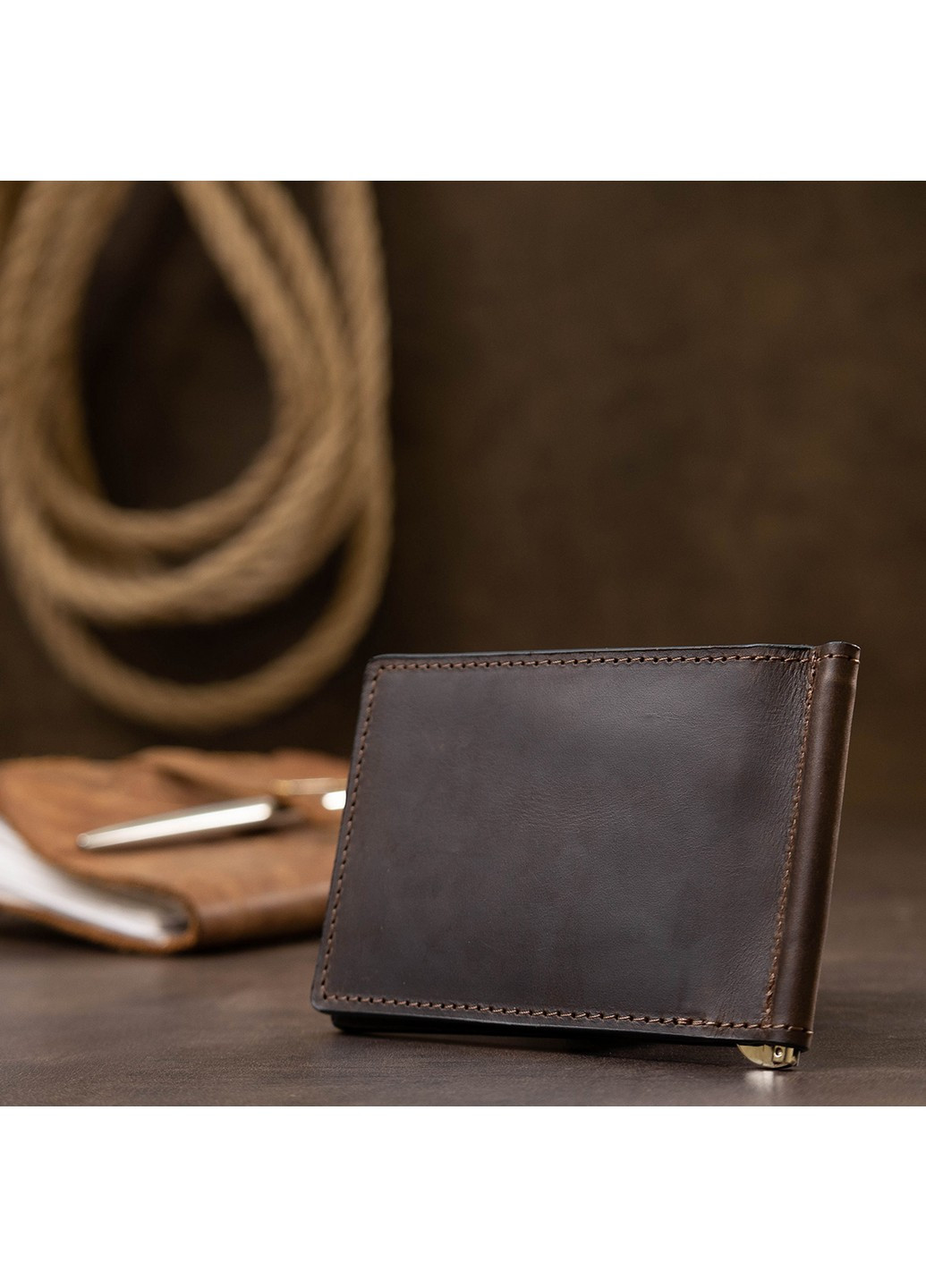 Кожаный зажим для денег 12х8х0,7 см Grande Pelle (253660374)