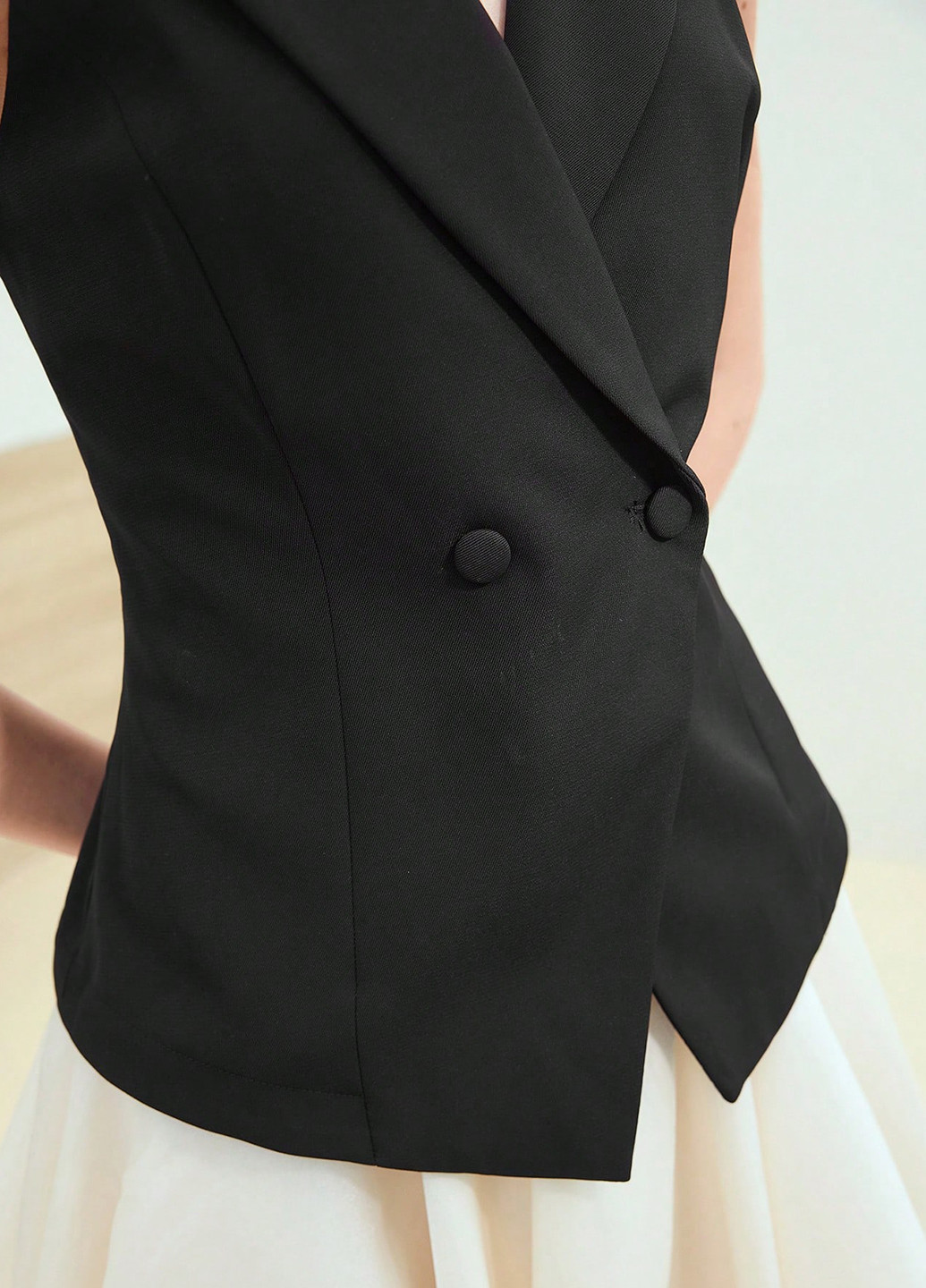 Черно-белое деловое, кэжуал платье клеш, на запах, платье-жакет SHEIN колор блок