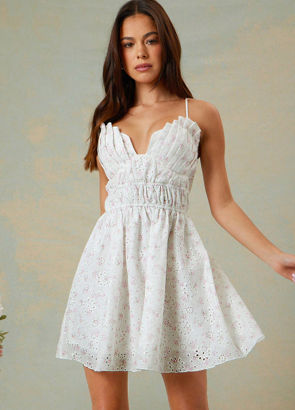 Комбинированное праздничный, кэжуал платье клеш SHEIN с цветочным принтом