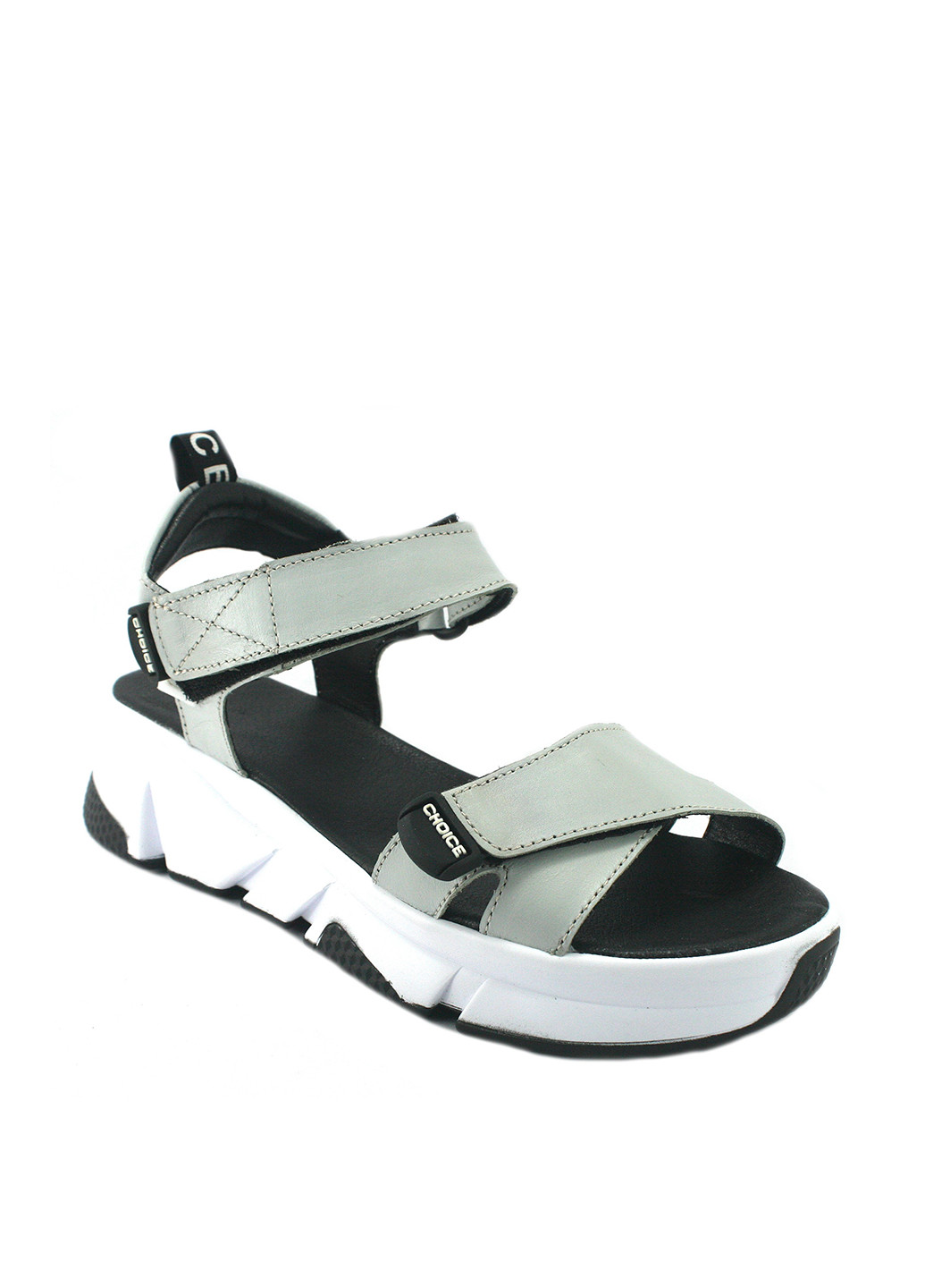 Серые босоножки Mila на липучке с аппликацией