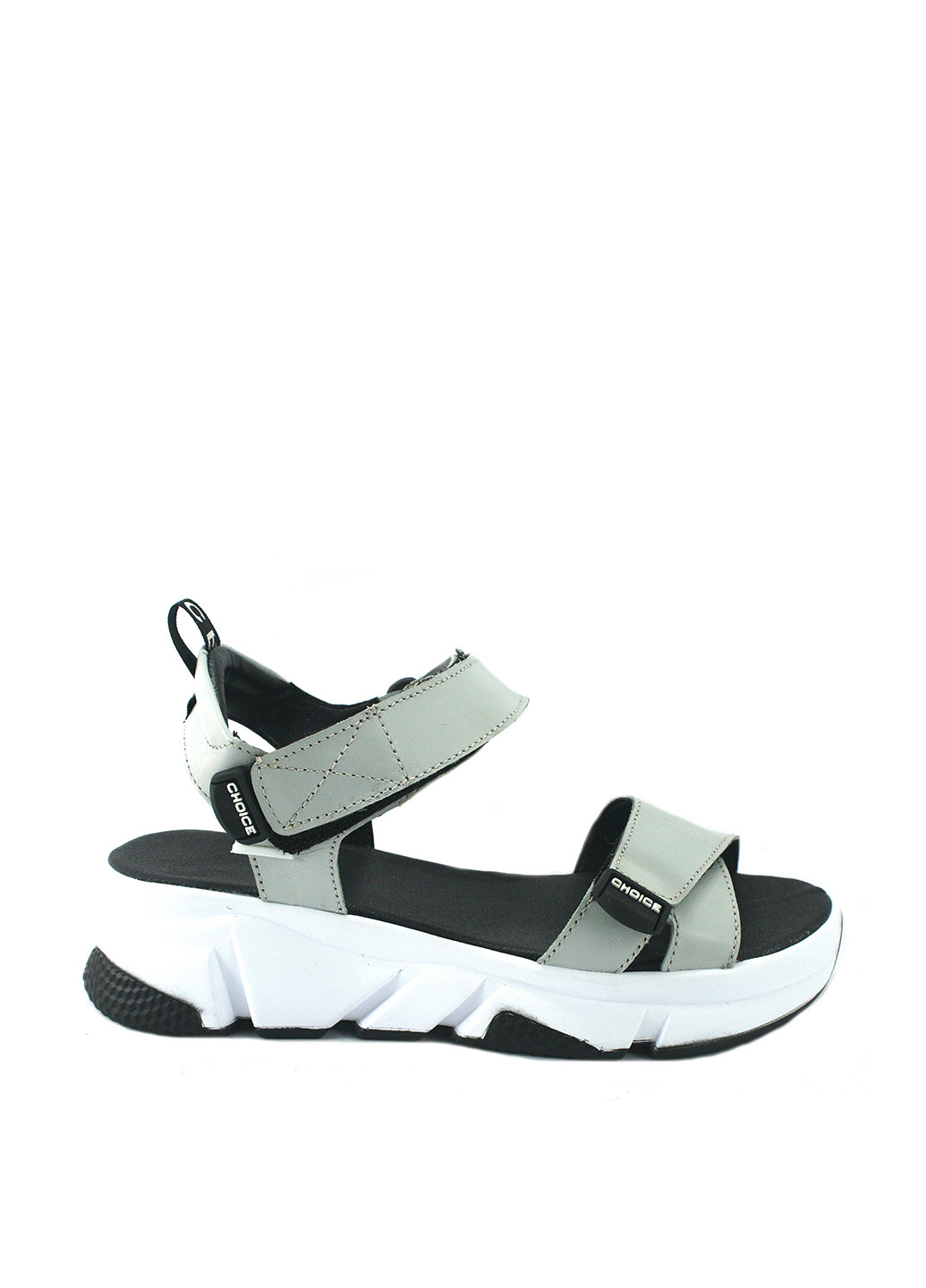 Серые босоножки Mila на липучке с аппликацией