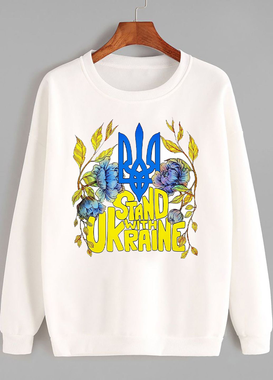 Свитшот женский белый Ukraine Love&Live - крой рисунок белый кэжуал - (252834331)