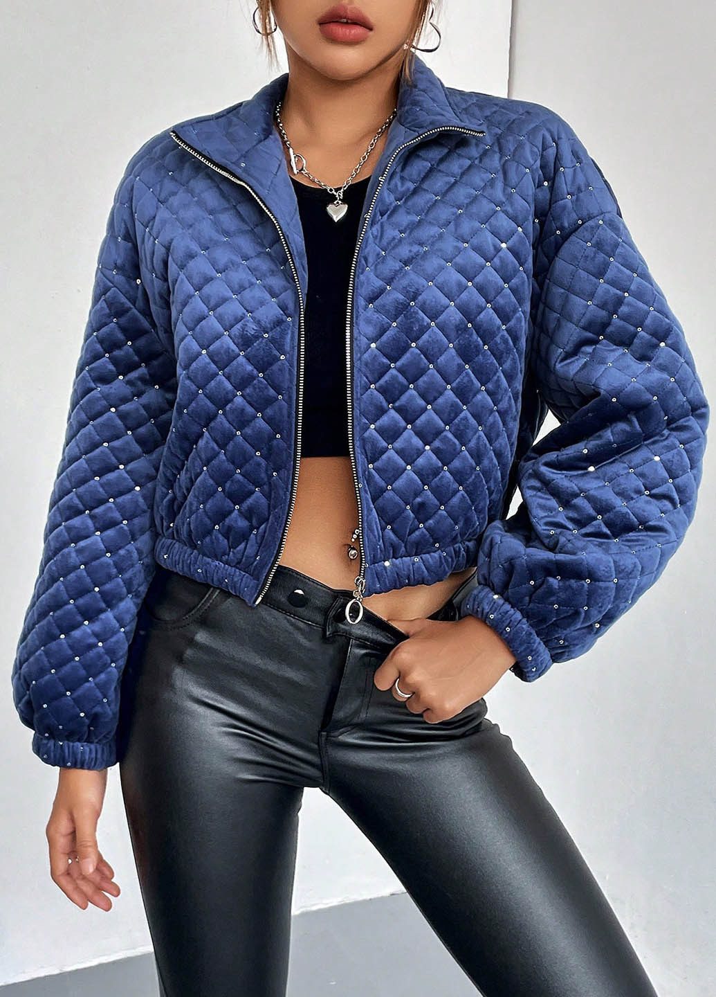 Темно-синяя демисезонная куртка SHEIN