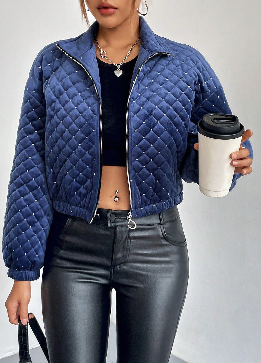 Темно-синяя демисезонная куртка SHEIN