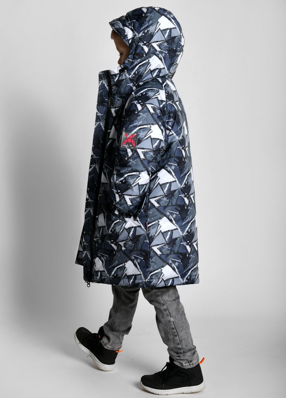 Серо-синяя зимняя пуховая куртка для детей от 6 до 17 лет X-Woyz
