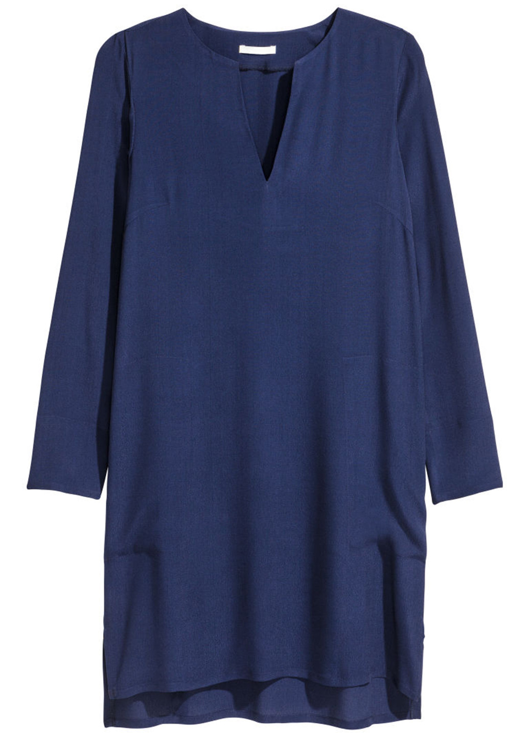 Темно-синее кэжуал платье с длинным рукавом H&M однотонное