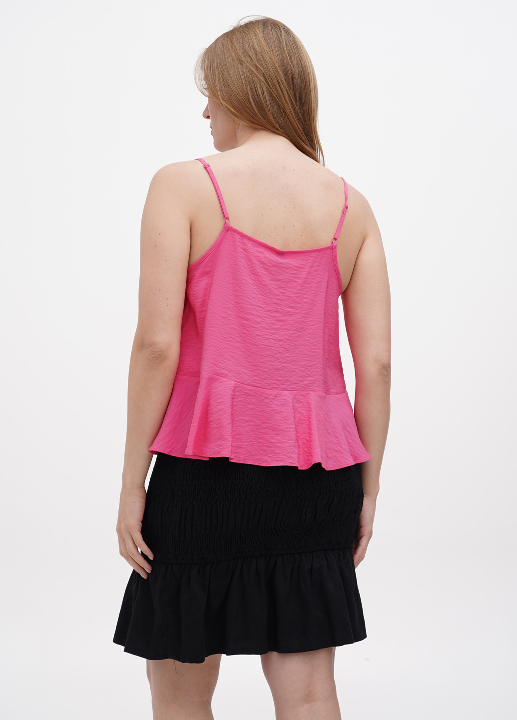 Розовая летняя блуза с баской YAS
