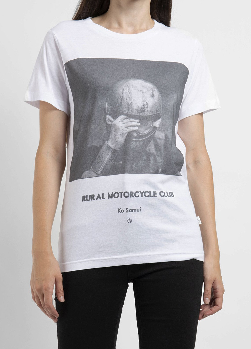 Біла футболка з принтом Biker Ko Samui - (250382485)