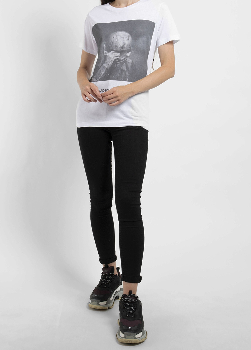 Біла футболка з принтом Biker Ko Samui - (250382485)