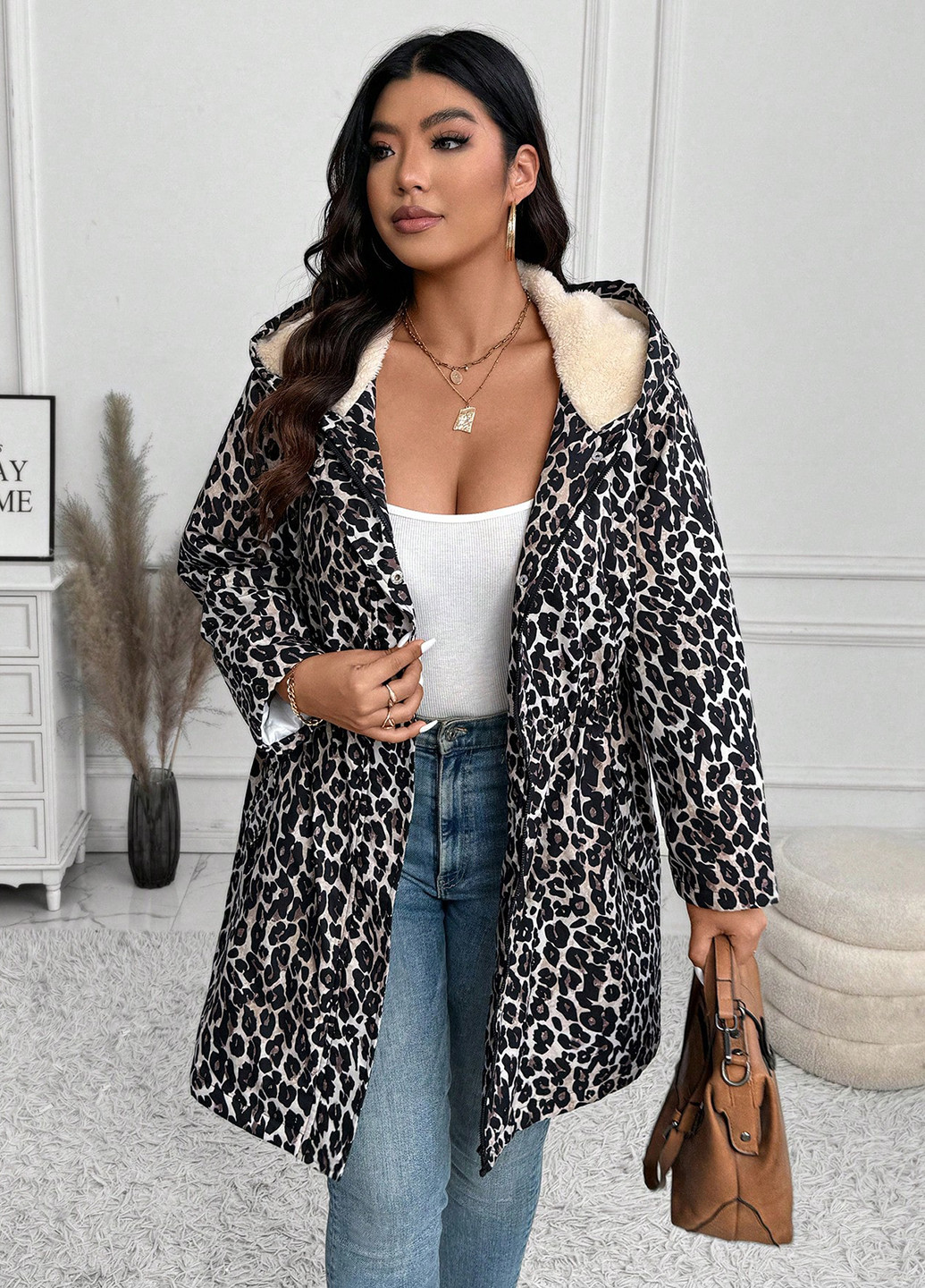 Комбинированная зимняя куртка SHEIN