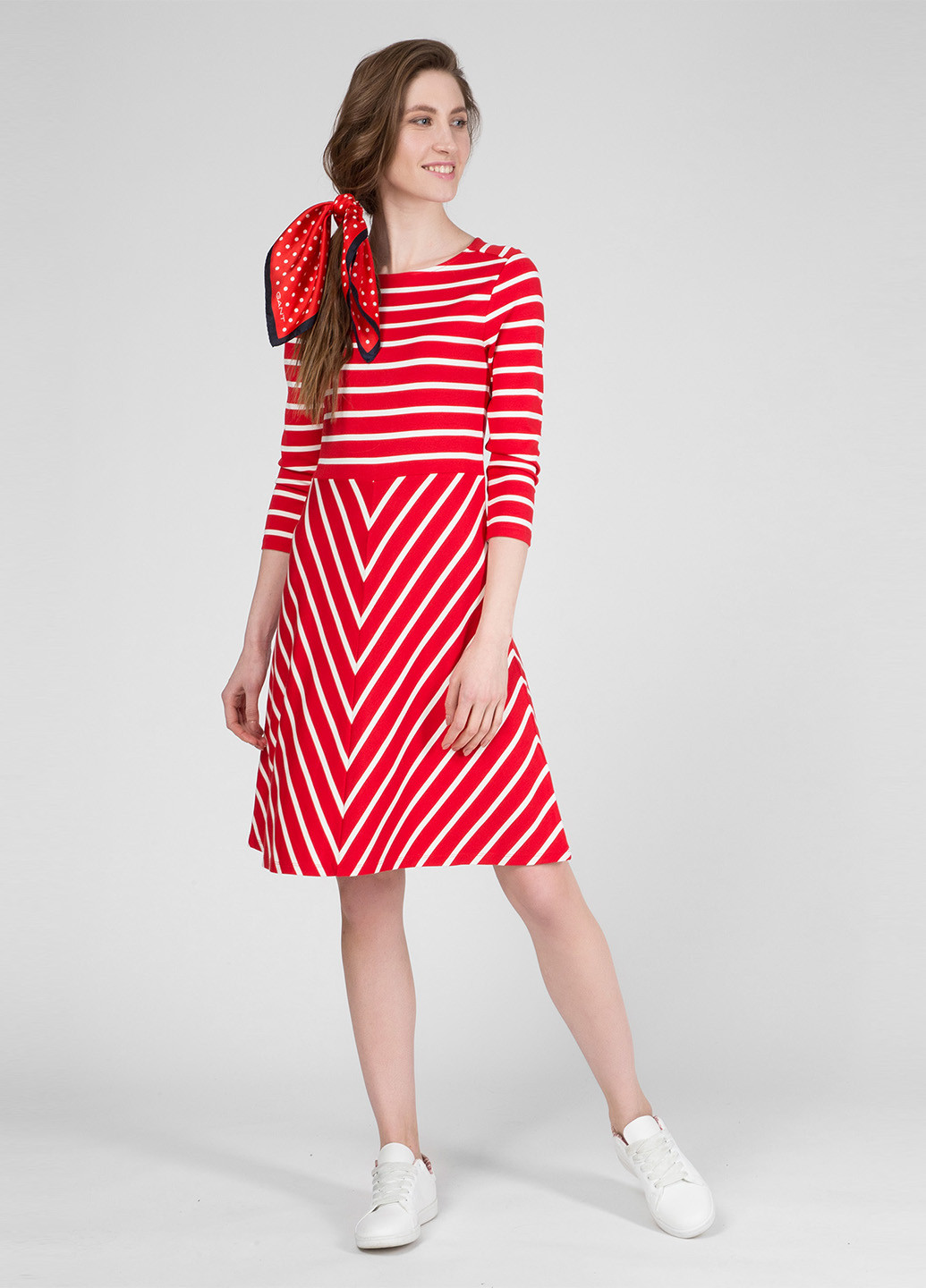 Червона кежуал сукня кльош Gant в смужку