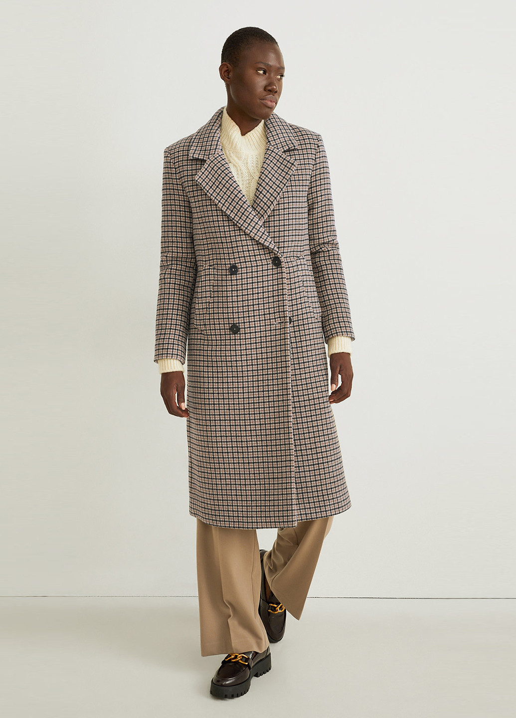 Коричневе демісезонне Пальто двобортне C&A