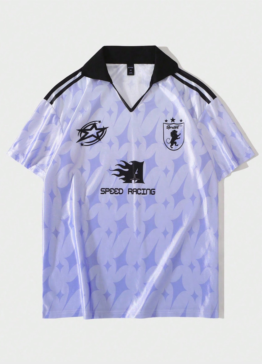 Светло-лиловая футболка-поло для мужчин SHEIN с рисунком