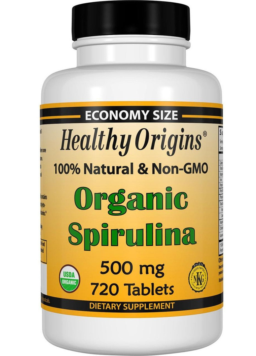 Органическая Спирулина, Organic Spirulina,, 500 мг, 720 таблеток Healthy Origins (225714624)