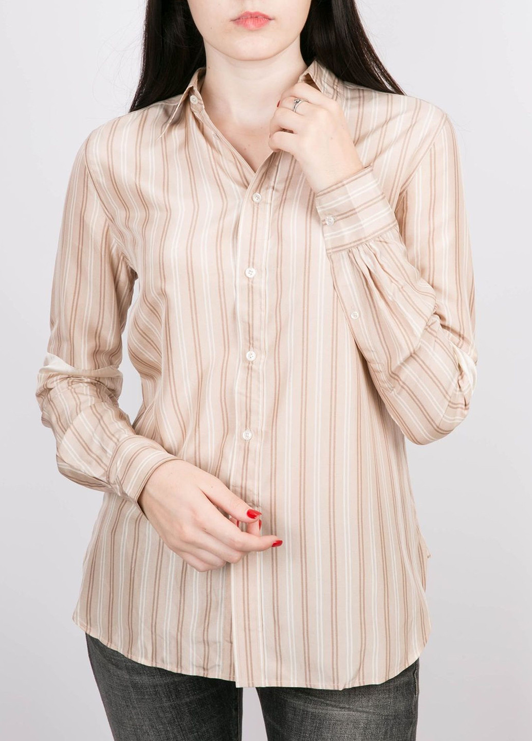 Пудровая кэжуал рубашка в полоску Ralph Lauren