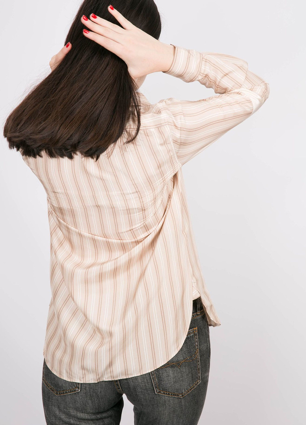 Пудровая кэжуал рубашка в полоску Ralph Lauren