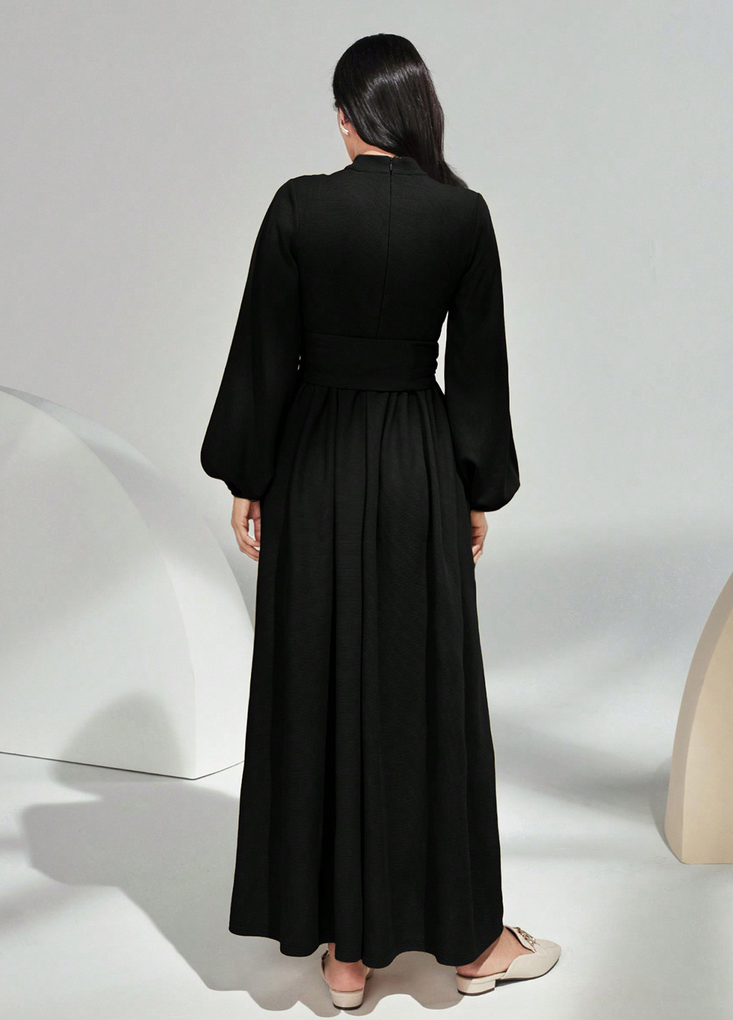 Черное праздничный, кэжуал платье клеш SHEIN однотонное