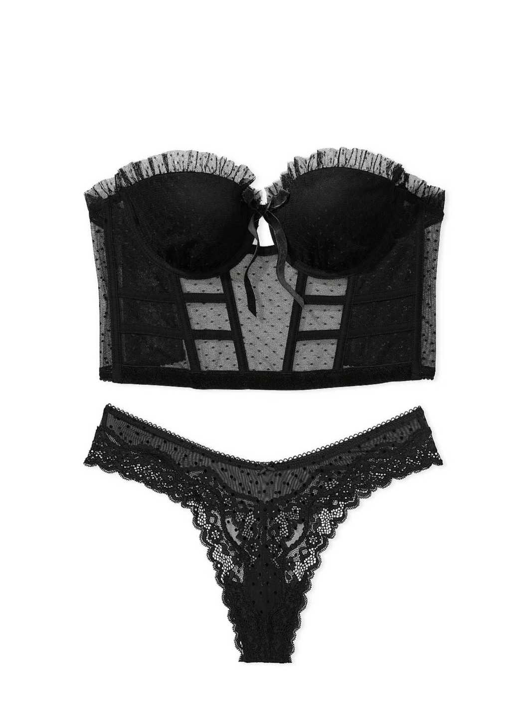 Черный демисезонный комплект (корсет, трусики) Victoria's Secret