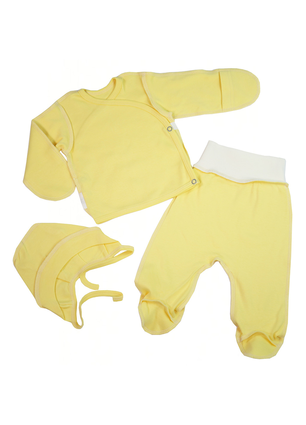 Жовтий демісезонний комплект (сорочечка, повзунки, шапка) Tobbi