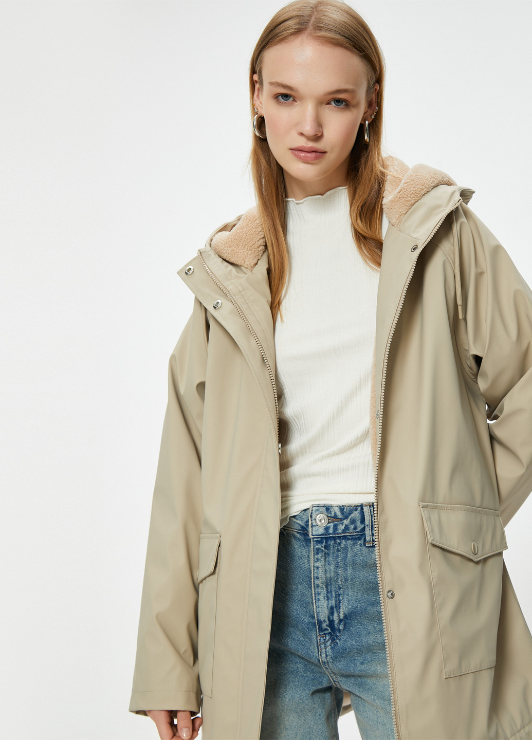 Бежева демісезонна куртка куртка-пальто KOTON