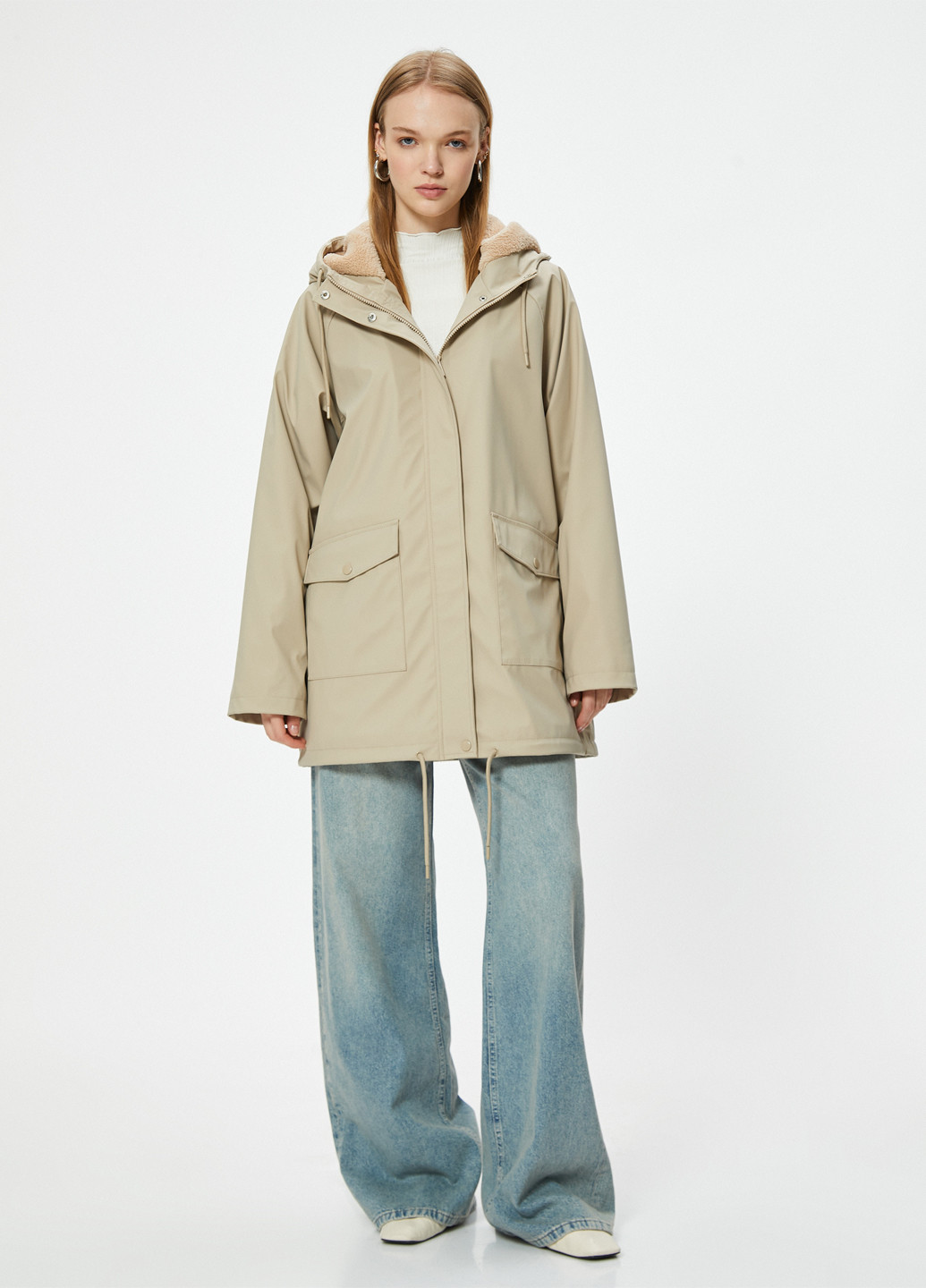 Бежева демісезонна куртка куртка-пальто KOTON